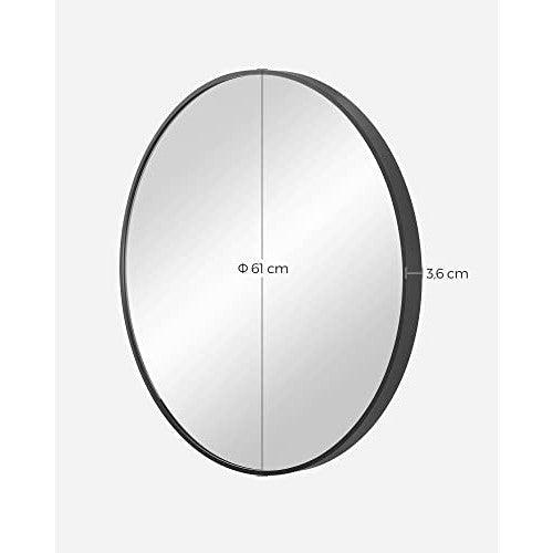 Moderno okruglo ogledalo za zid, obima 61cm, metalnog okvira crne boje | SONGMICS-vitahome.hr