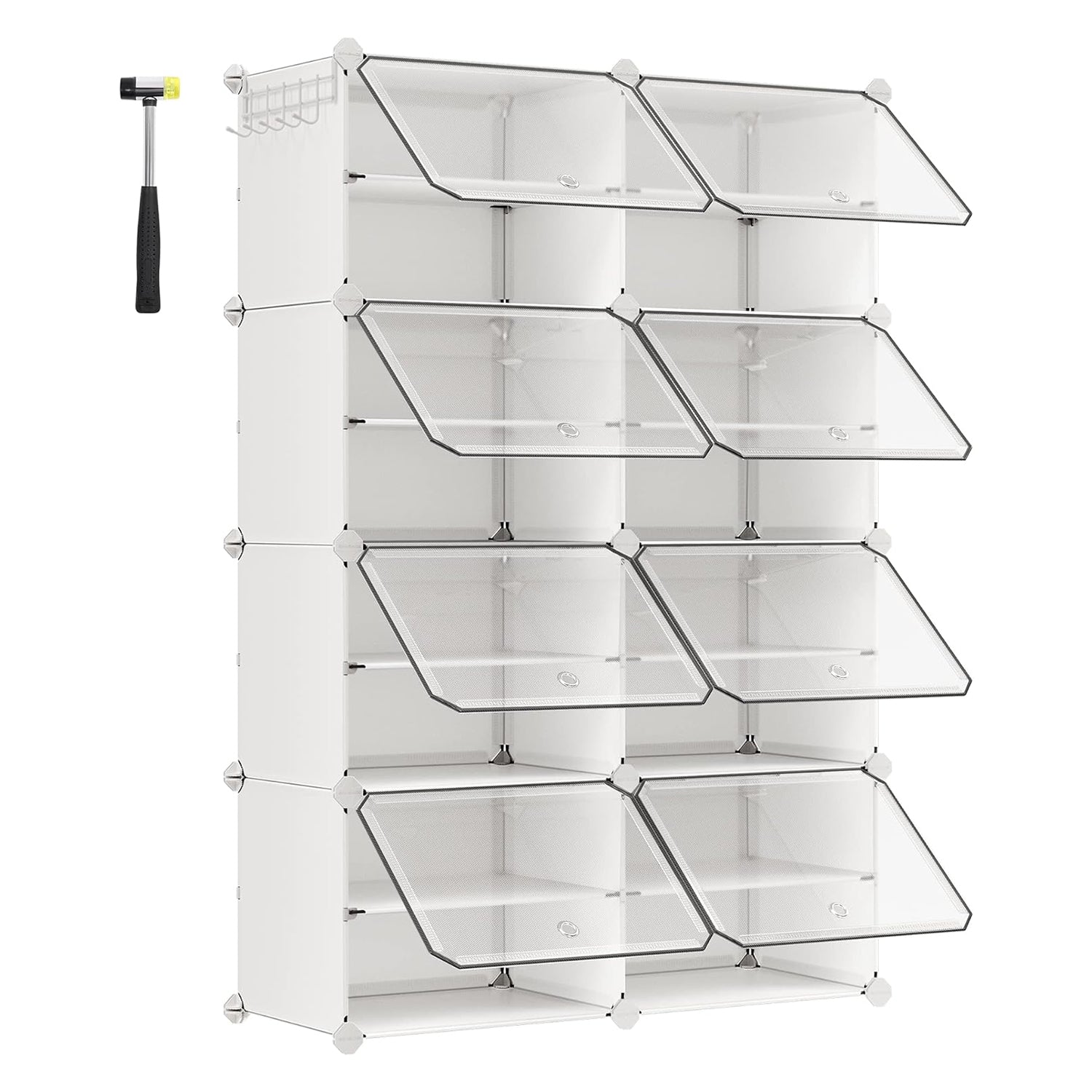 Modularna polica za cipele s 8 pretinaca, plastični ormarić, bijeli | SONGMICS-vitahome.hr