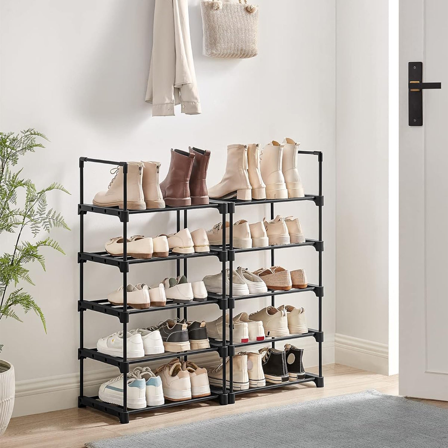 Modularni metalni sustav za pohranu cipela na 10 razina 45x174x30 cm, crni | SONGMICS-vitahome.hr