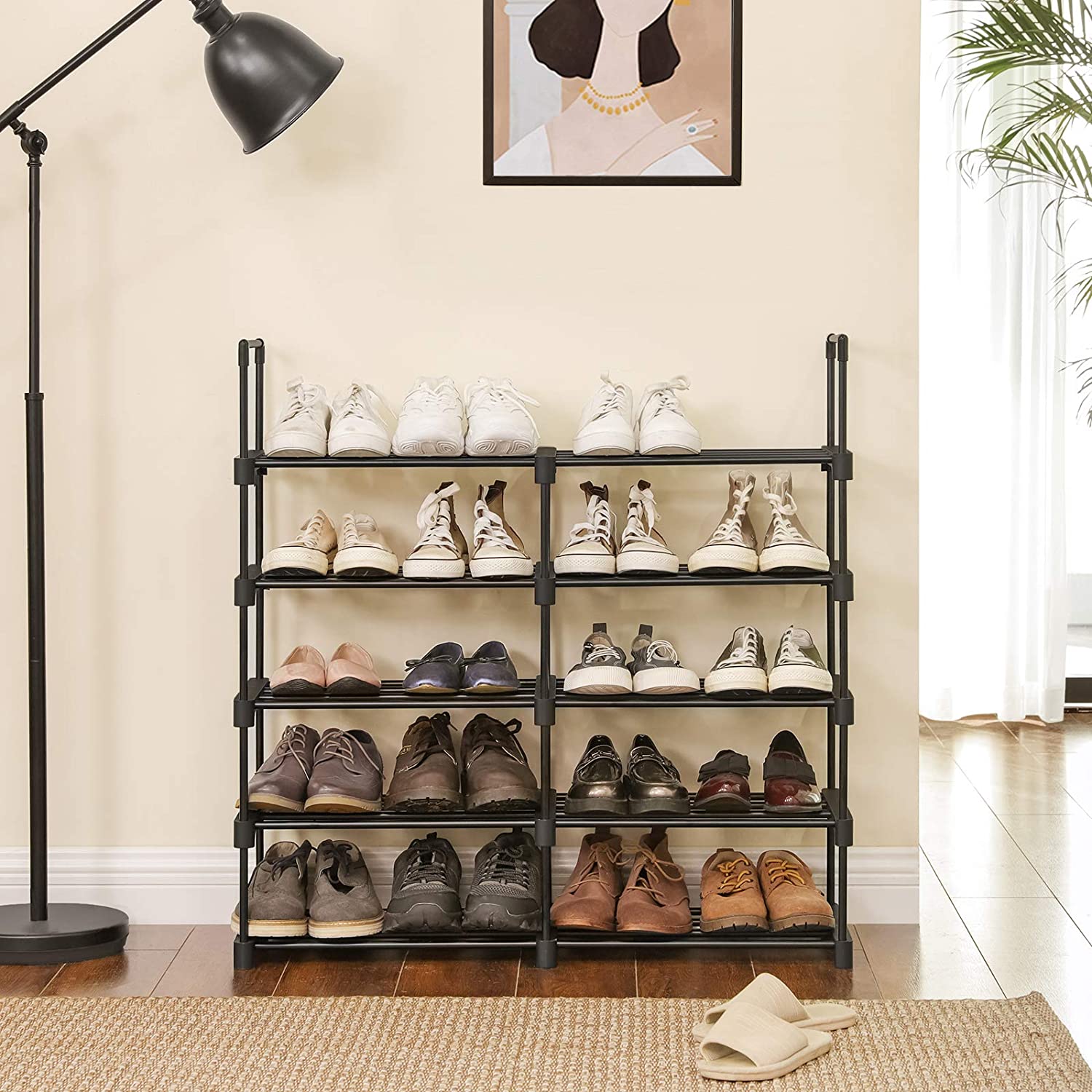 Modularni metalni sustav za pohranu cipela na 10 razina 45x174x30 cm, crni | SONGMICS-vitahome.hr