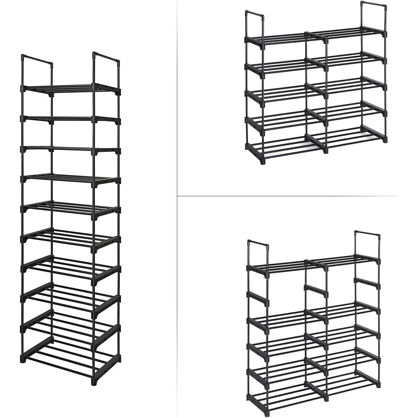 Modularni metalni sustav za pohranu cipela na 10 razina 45x174x30 cm, crni | SONGMICS-vitahome.hr