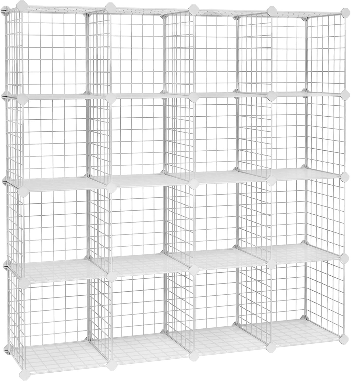 Modularni organizator za pohranu s 16 kocki, 123 x 31 x 123 cm, bijeli | SONGMICS-vitahome.hr