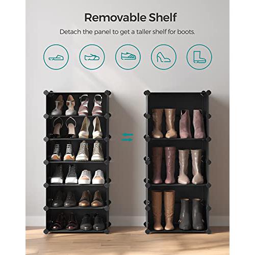 Modularni, plastični organizator za obuću, 40 x 30 x 17 cm po odjeljku, crni | SONGMICS-vitahome.hr