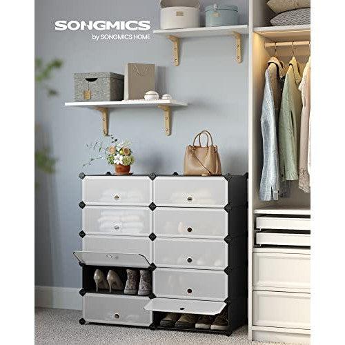 Modularni, plastični organizator za obuću, 40 x 30 x 17 cm po odjeljku, crni | SONGMICS-vitahome.hr