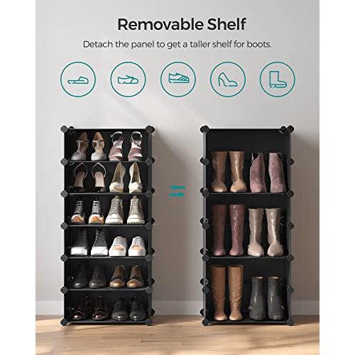 Modularni, plastični organizator za obuću, 40 x 30 x 17 cm po odjeljku, crni | SONGMICS-vitahome.hr