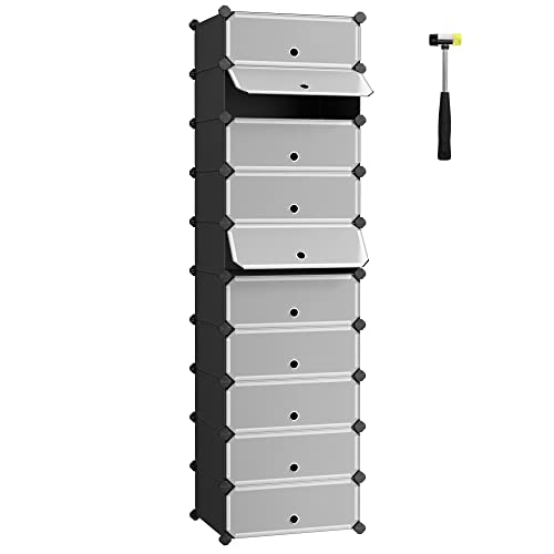 Modularni, plastični organizator za obuću, 40 x 30 x 17 cm po odjeljku, crni | SONGMICS-vitahome.hr