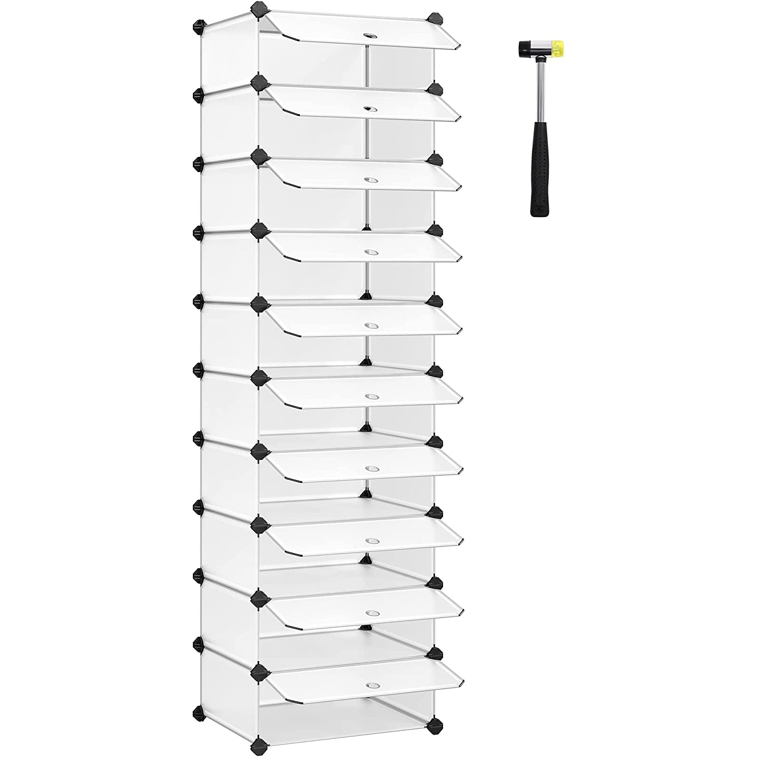 Modularni, plastični stalak za cipele s 10 pretinaca, svaki pretinac 40x30x17cm, bijeli | SONGMICS-vitahome.hr