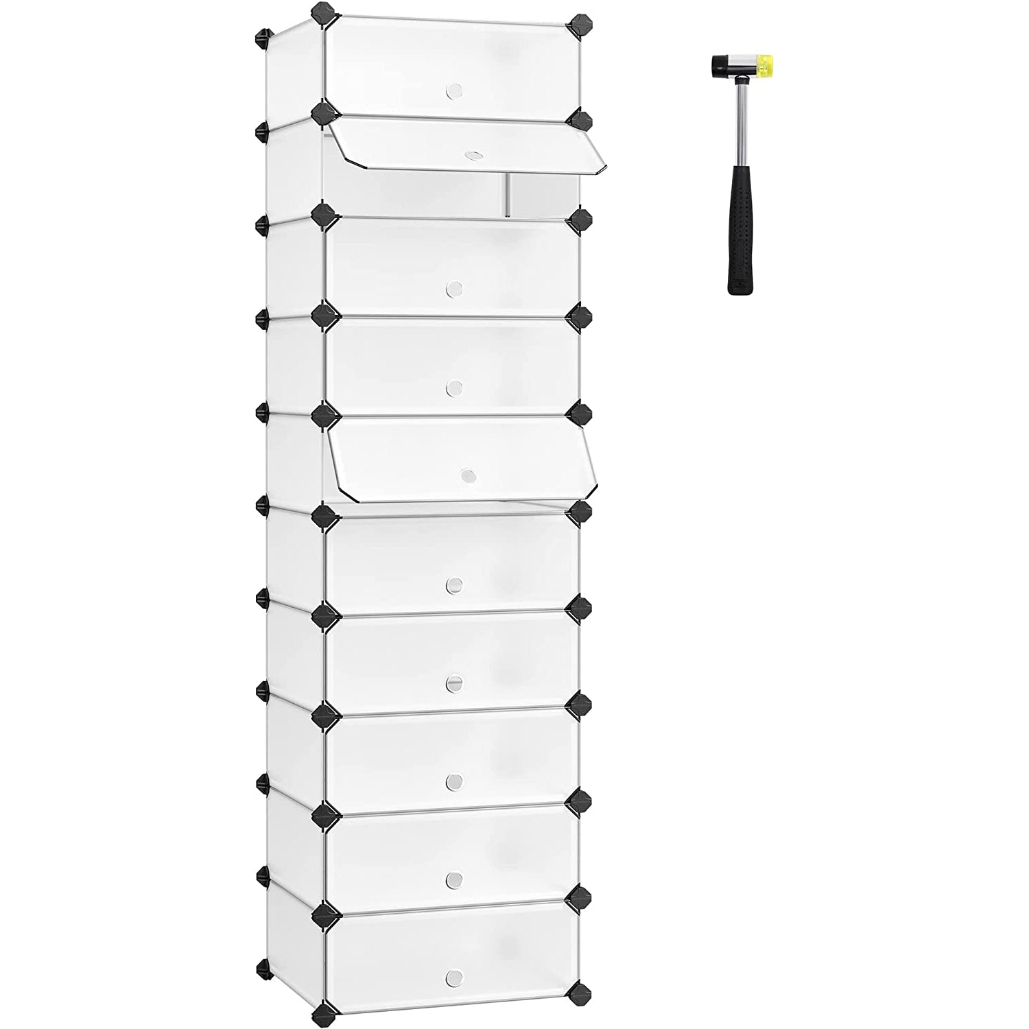 Modularni, plastični stalak za cipele s 10 pretinaca, svaki pretinac 40x30x17cm, bijeli | SONGMICS-vitahome.hr