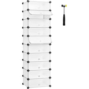 Modularni, plastični stalak za cipele s 10 pretinaca, svaki pretinac 40x30x17cm, bijeli | SONGMICS-vitahome.hr