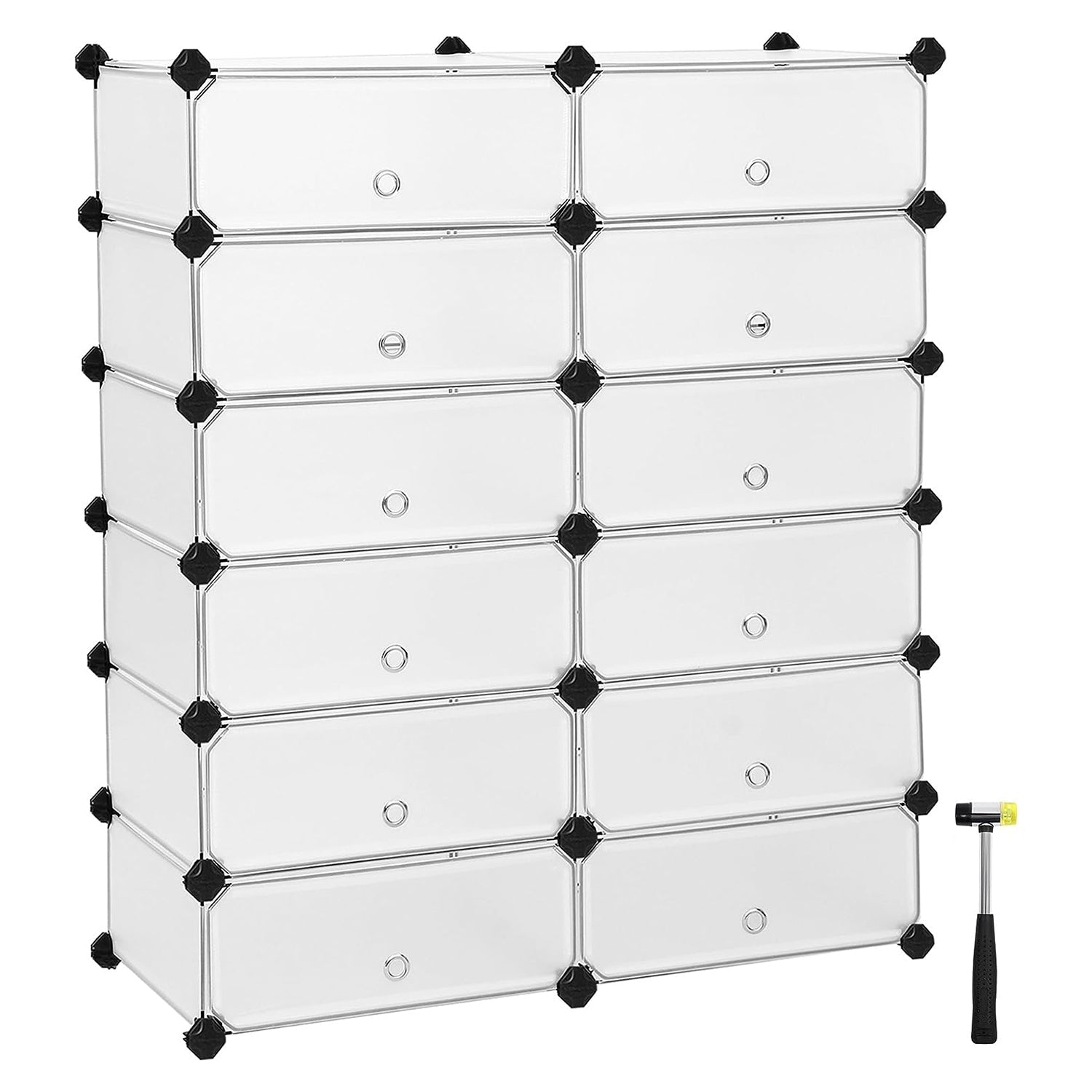 Modularni, plastični stalak za cipele s 12 pretinaca, svaki pretinac 40x30x17cm, bijeli | SONGMICS-vitahome.hr