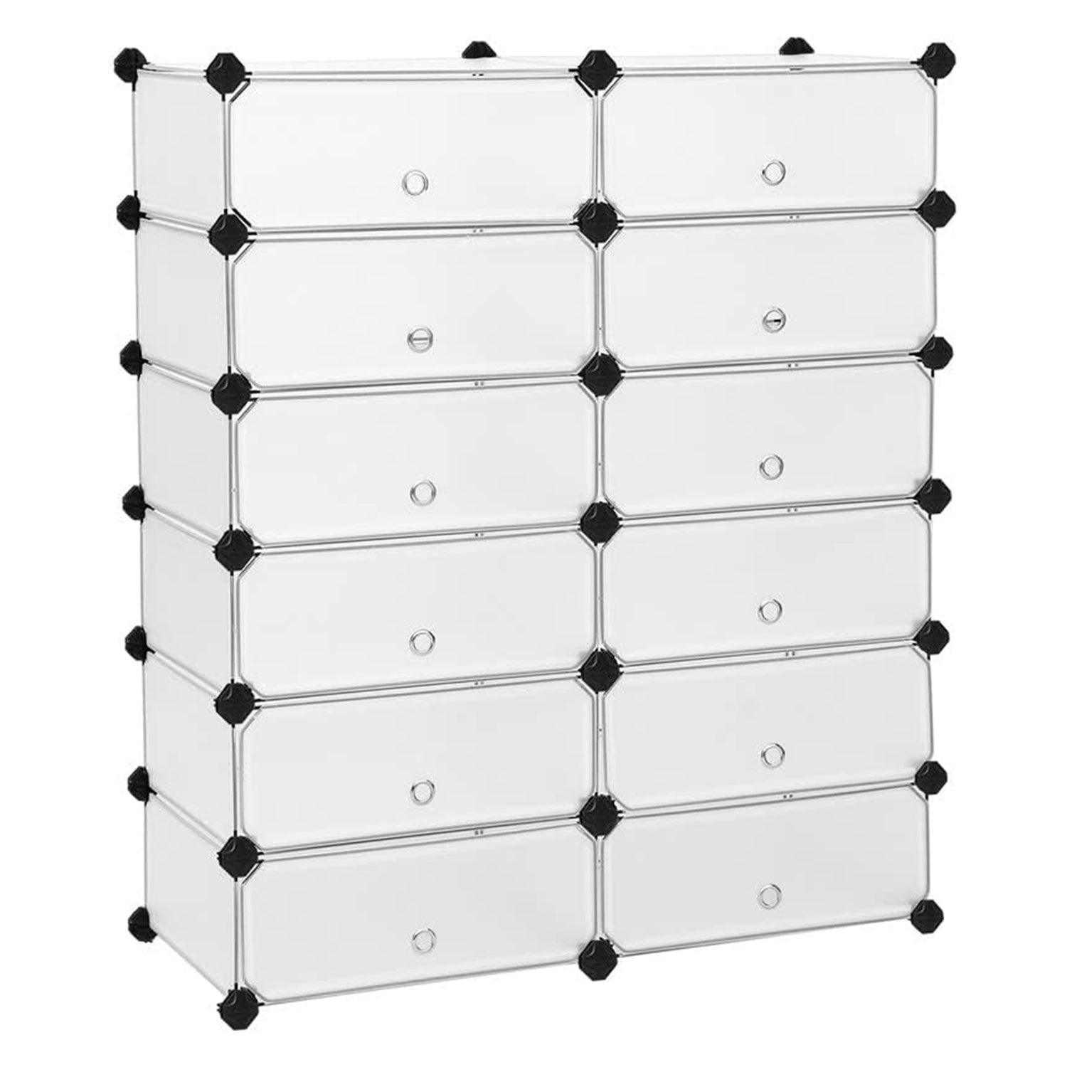 Modularni, plastični stalak za cipele s 12 pretinaca, svaki pretinac 40x30x17cm, bijeli | SONGMICS-vitahome.hr
