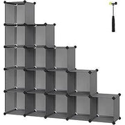 Modularni spremnik za pohranu, 16 plastičnih kocki, organizator, sivi | SONGMICS