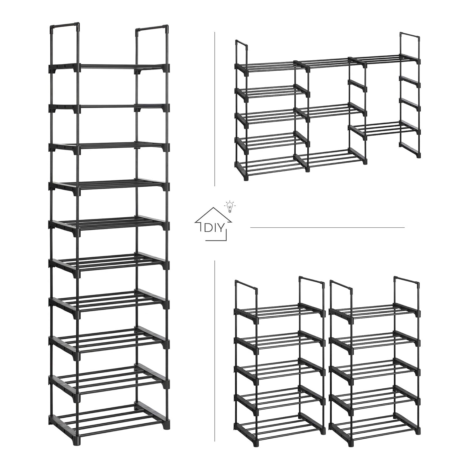 Modularni stalak za cipele, metalni sustav za odlaganje cipela, crna | SONGMICS-vitahome.hr