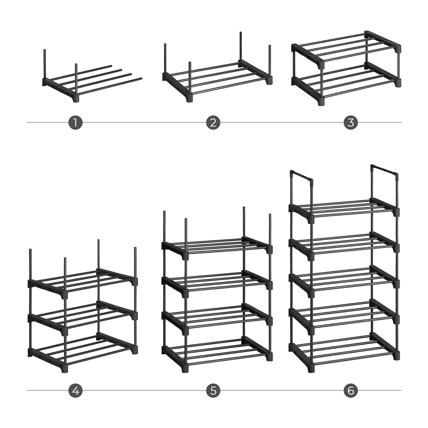 Modularni stalak za cipele, metalni sustav za odlaganje cipela, crna | SONGMICS-vitahome.hr