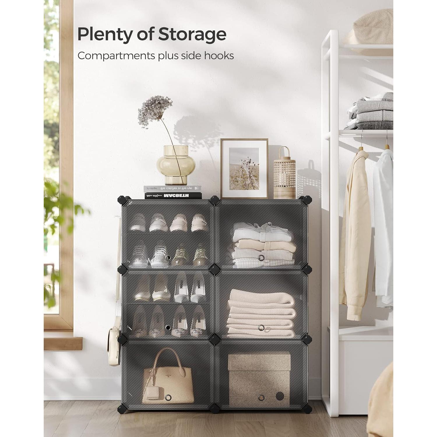Modularni, stalak za cipele s 6 pretinaca, svaki pretinac 30x40x30cm, crni | SONGMICS-vitahome.hr
