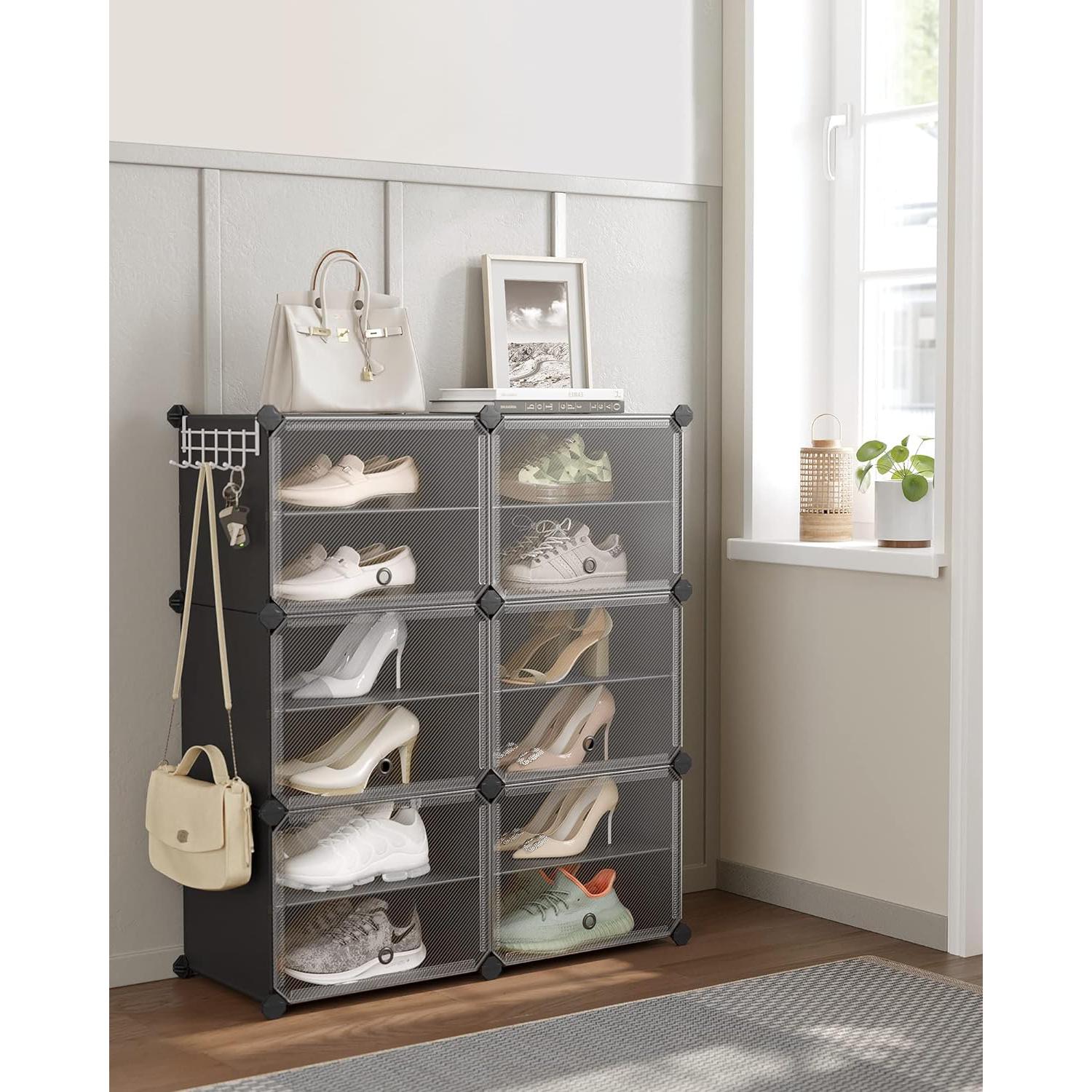 Modularni, stalak za cipele s 6 pretinaca, svaki pretinac 30x40x30cm, crni | SONGMICS-vitahome.hr