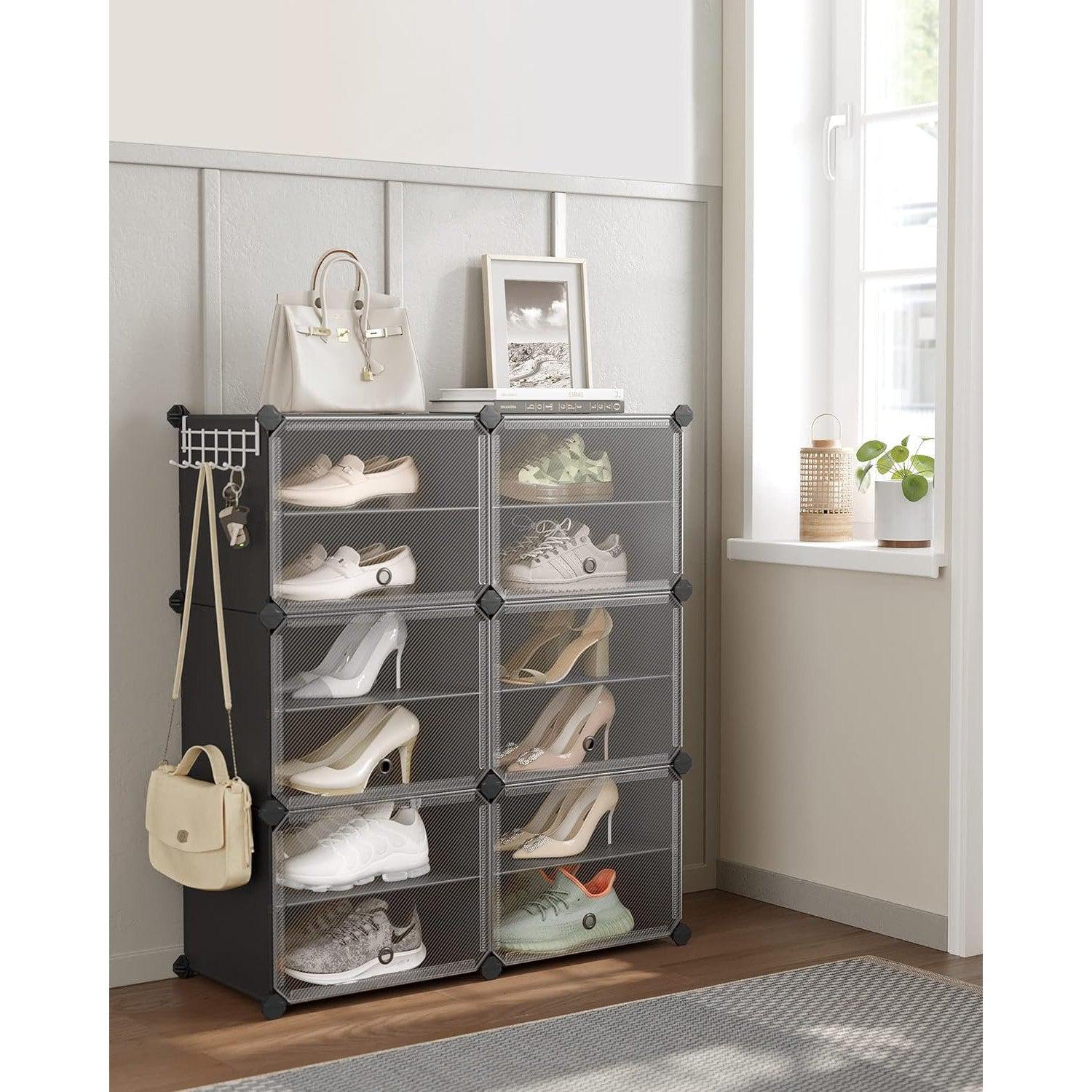Modularni, stalak za cipele s 6 pretinaca, svaki pretinac 30x40x30cm, crni | SONGMICS-vitahome.hr
