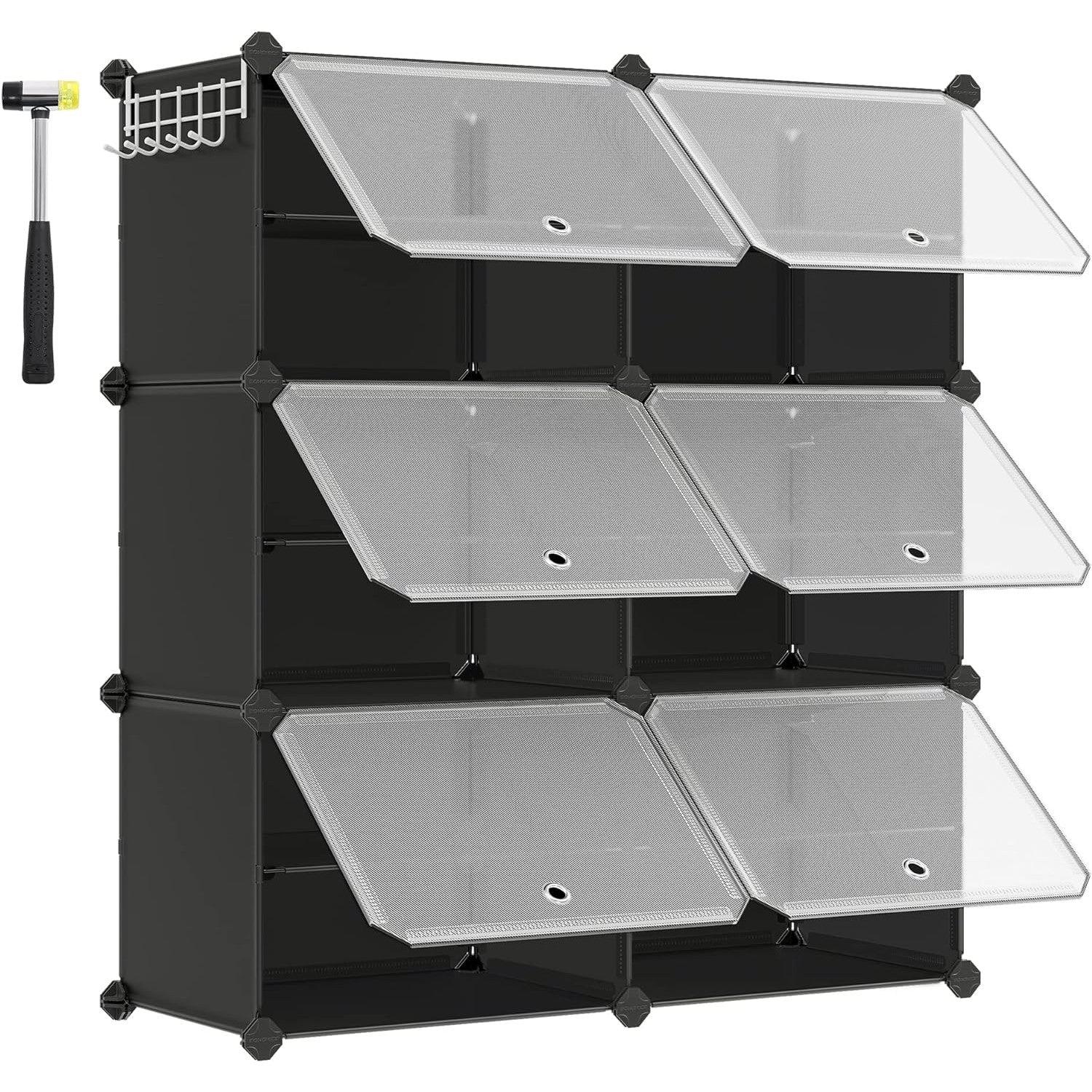 Modularni, stalak za cipele s 6 pretinaca, svaki pretinac 30x40x30cm, crni | SONGMICS-vitahome.hr