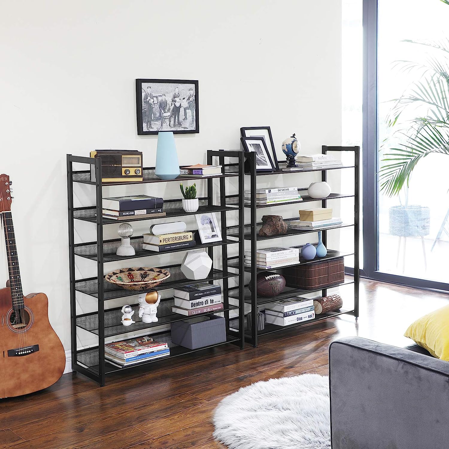 Modularni stalak za cipele s podesivim policama za do 60 pari cipela, crni | SONGMICS-vitahome.hr