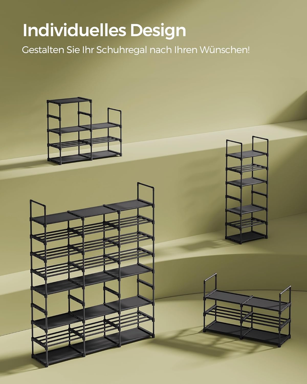 Modularni stalak za obuću s 8 polica, 29,5 x 129 x 157,6 cm, crna | SONGMICS-vitahome.hr