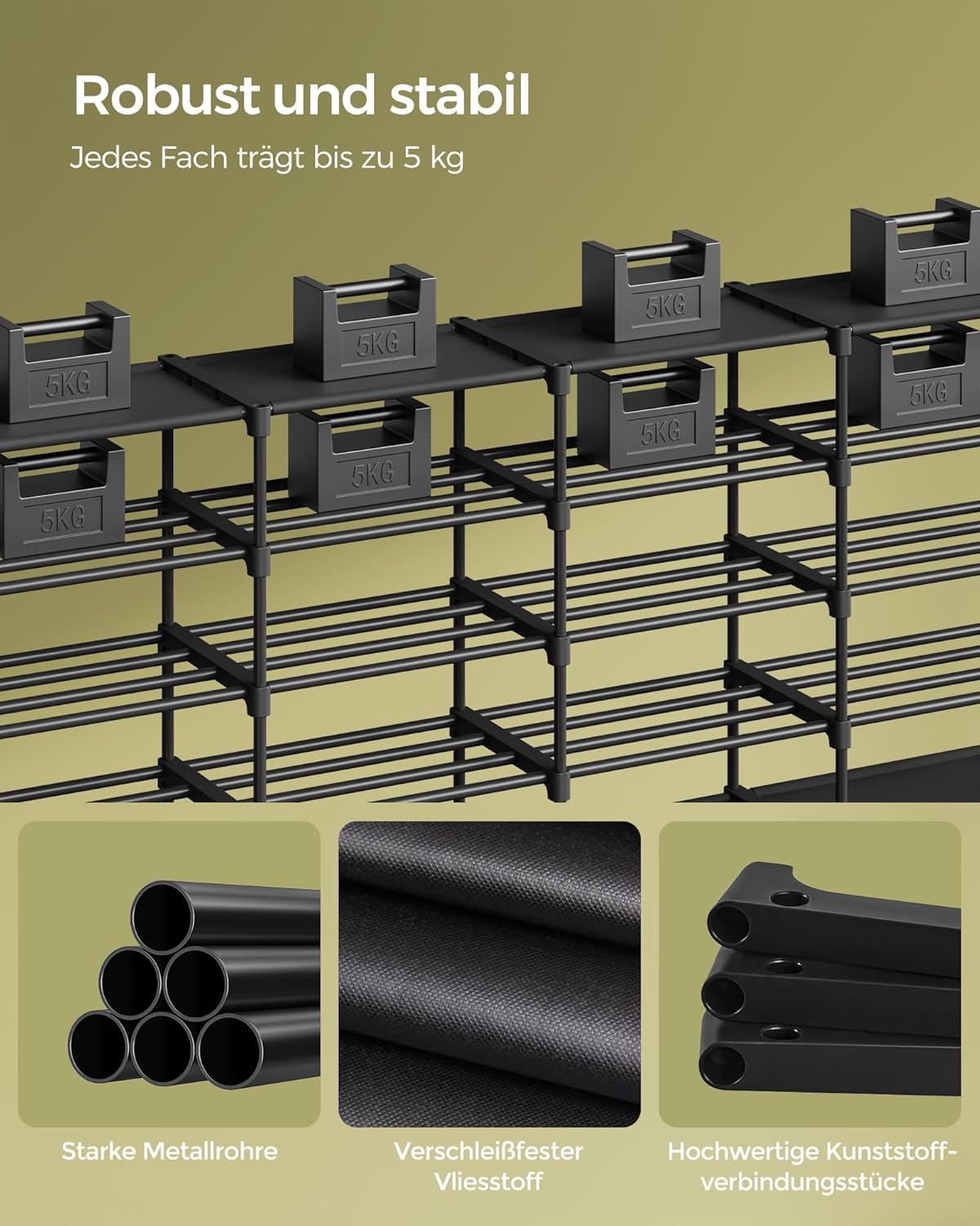 Modularni stalak za obuću s 8 polica, 29,5 x 129 x 157,6 cm, crna | SONGMICS-vitahome.hr