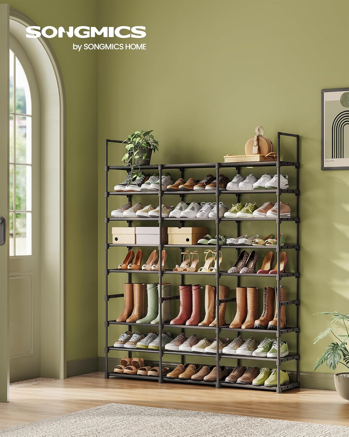 Modularni stalak za obuću s 8 polica, 29,5 x 129 x 157,6 cm, crna | SONGMICS-vitahome.hr