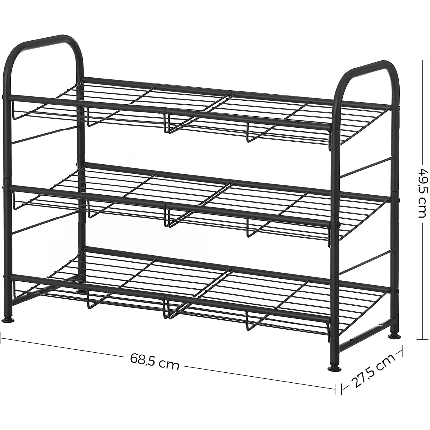Modularni sustav za pohranu cipela 68,5 x 49,5 x 27,5 cm, crni | SONGMICS-vitahome.hr