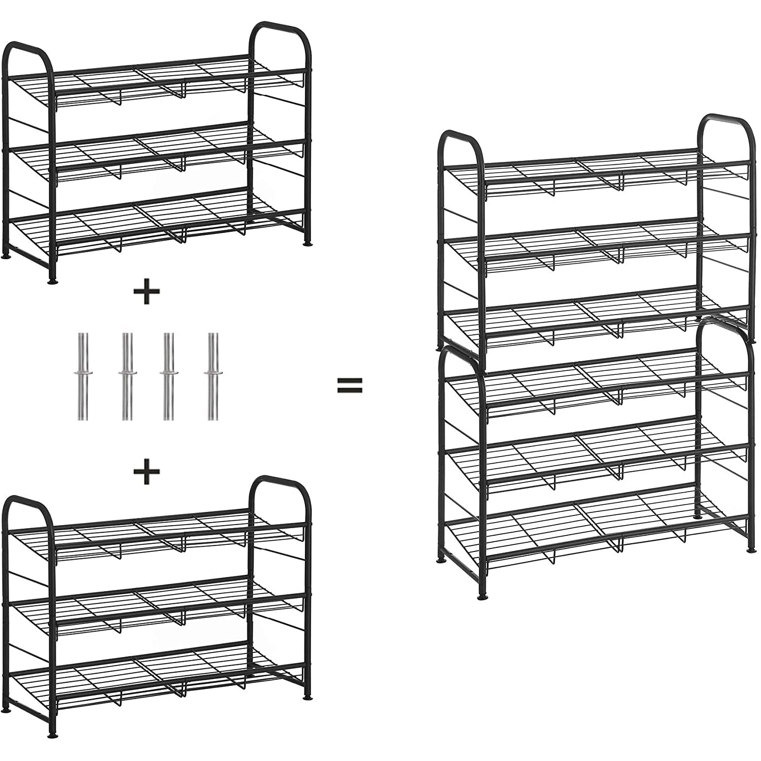 Modularni sustav za pohranu cipela 68,5 x 49,5 x 27,5 cm, crni | SONGMICS-vitahome.hr