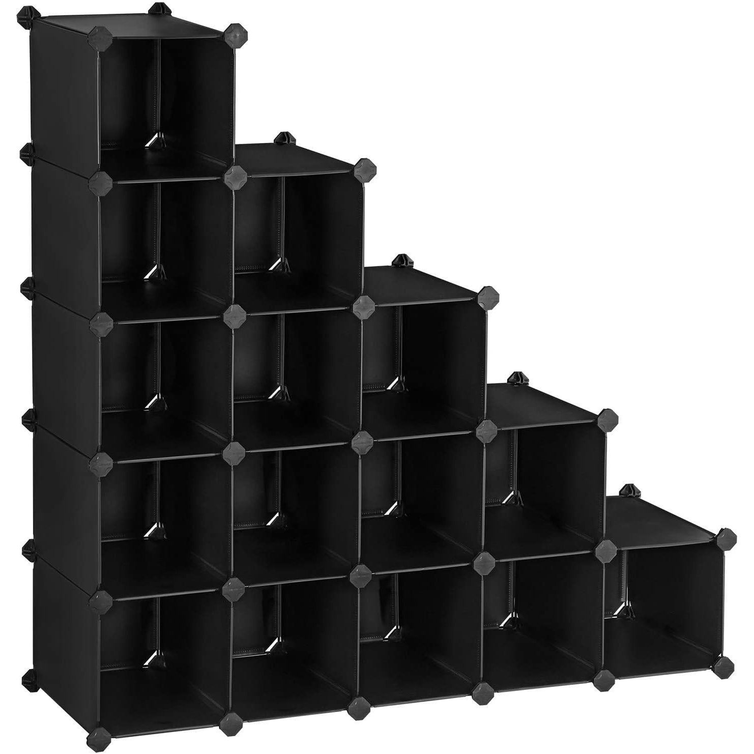 Modularni sustav za pohranu, stalak za cipele s 15 pretinaca, prozirno-crni | SONGMICS-vitahome.hr