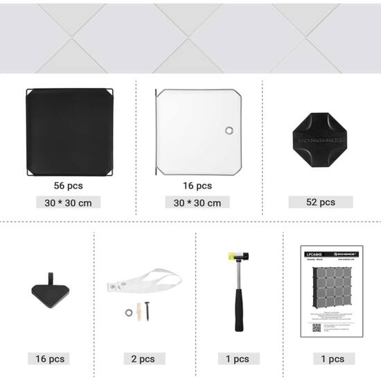 Modularni sustav za pohranu, stalak za cipele s 15 pretinaca, prozirno-crni | SONGMICS-vitahome.hr