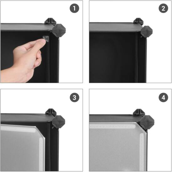 Modularni sustav za pohranu, stalak za cipele s 15 pretinaca, prozirno-crni | SONGMICS-vitahome.hr
