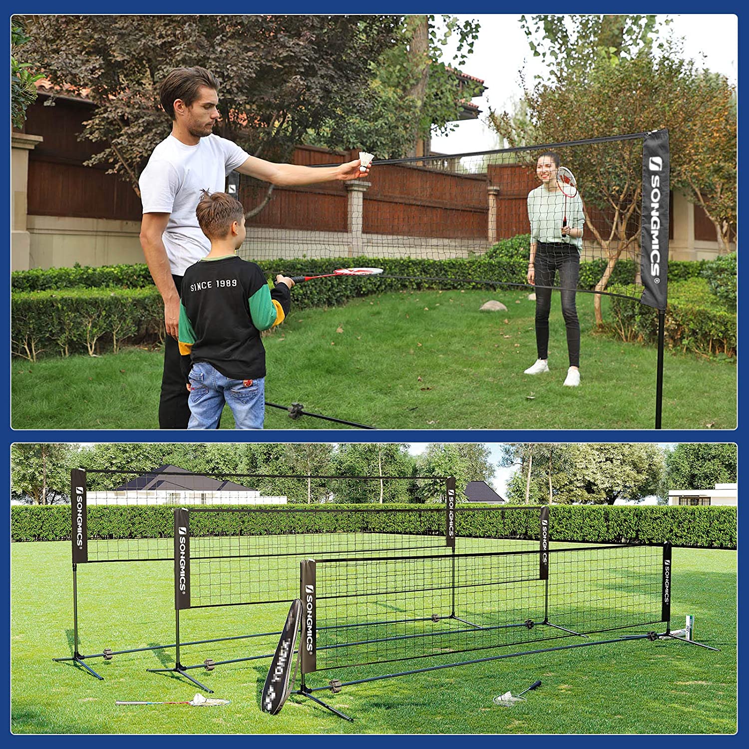 mreža za badminton 400x155 cm, crna | SONGMICS-vitahome.hr