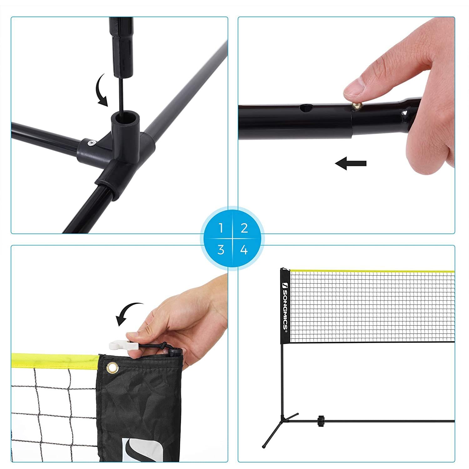 mreža za badminton 400x155 cm, crno-žuta | SONGMICS-vitahome.hr
