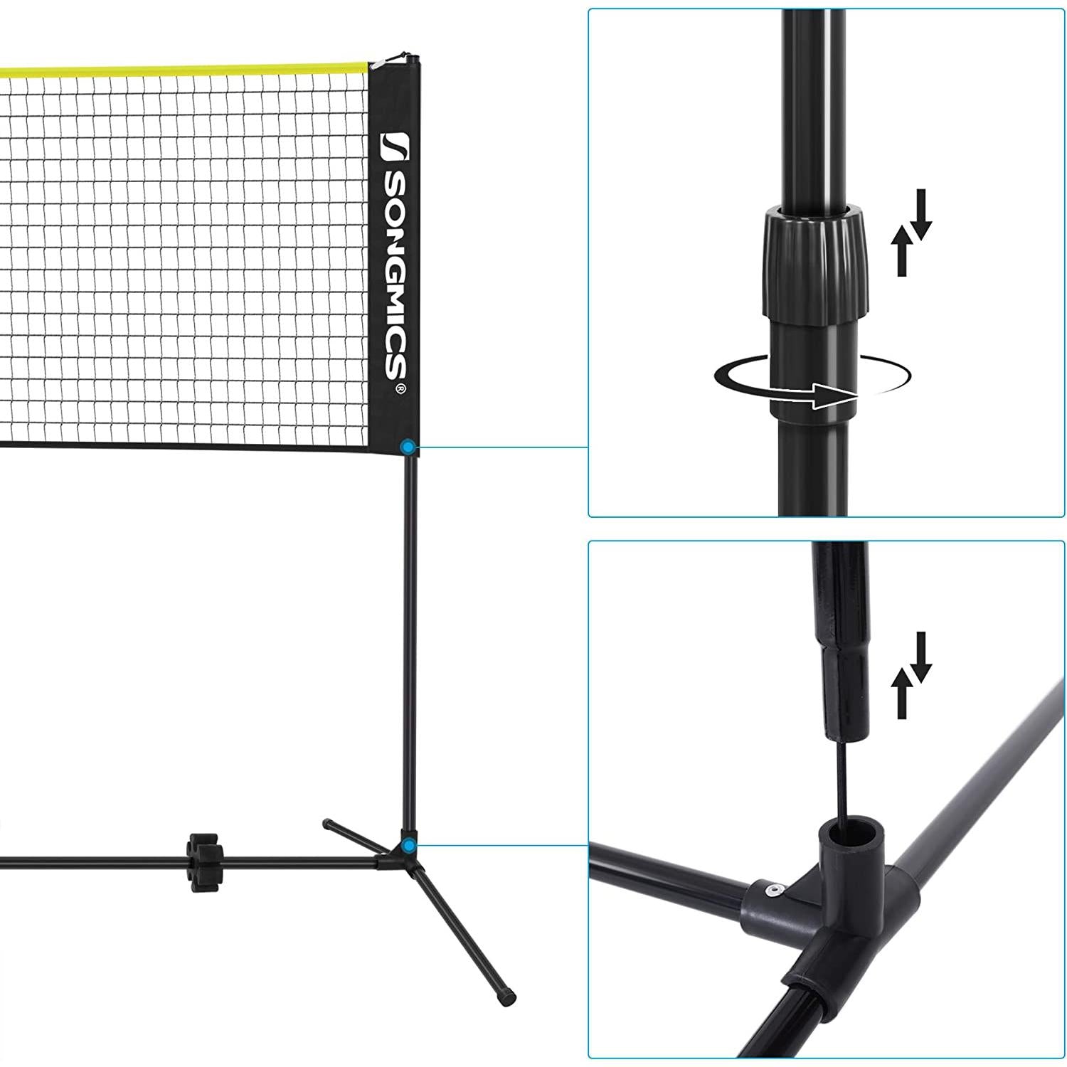 mreža za badminton 400x155 cm, crno-žuta | SONGMICS-vitahome.hr