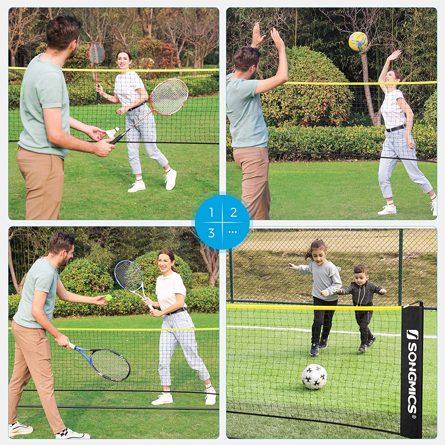 mreža za badminton 400x155 cm, crno-žuta | SONGMICS-vitahome.hr
