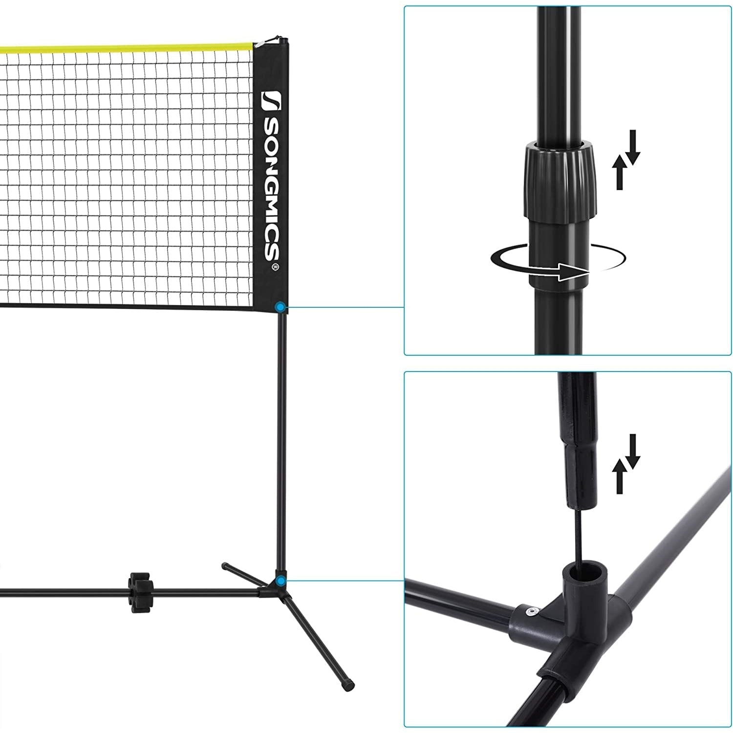 mreža za badminton 400x155 cm, crno-žuta | SONGMICS-vitahome.hr