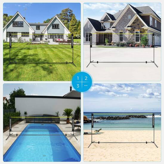 mreža za badminton 400x155 cm, crno-žuta | SONGMICS-vitahome.hr
