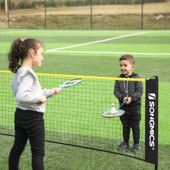 mreža za badminton 400x155 cm, crno-žuta | SONGMICS-vitahome.hr