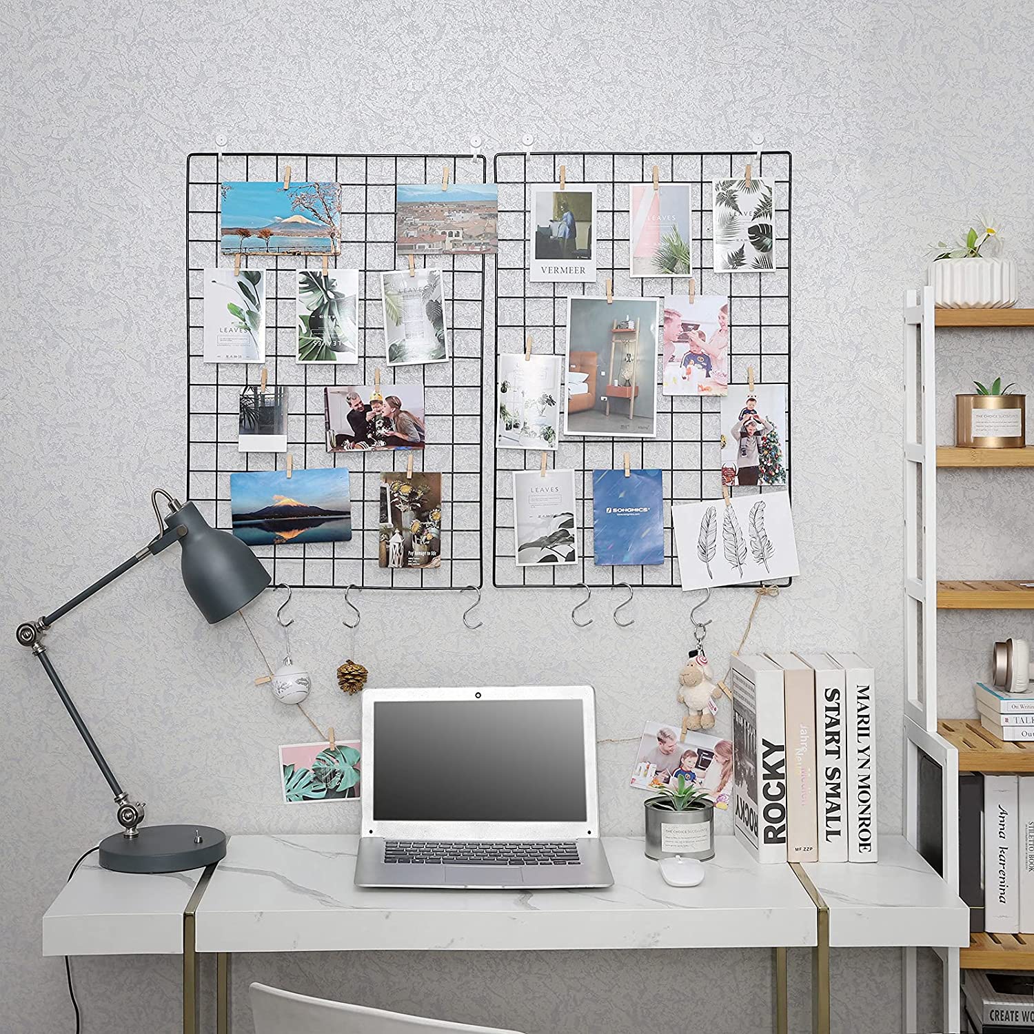 Mrežaste ploče, set od 2 komada, zidni ukras od metalne mreže, crne | SONGMICS-vitahome.hr