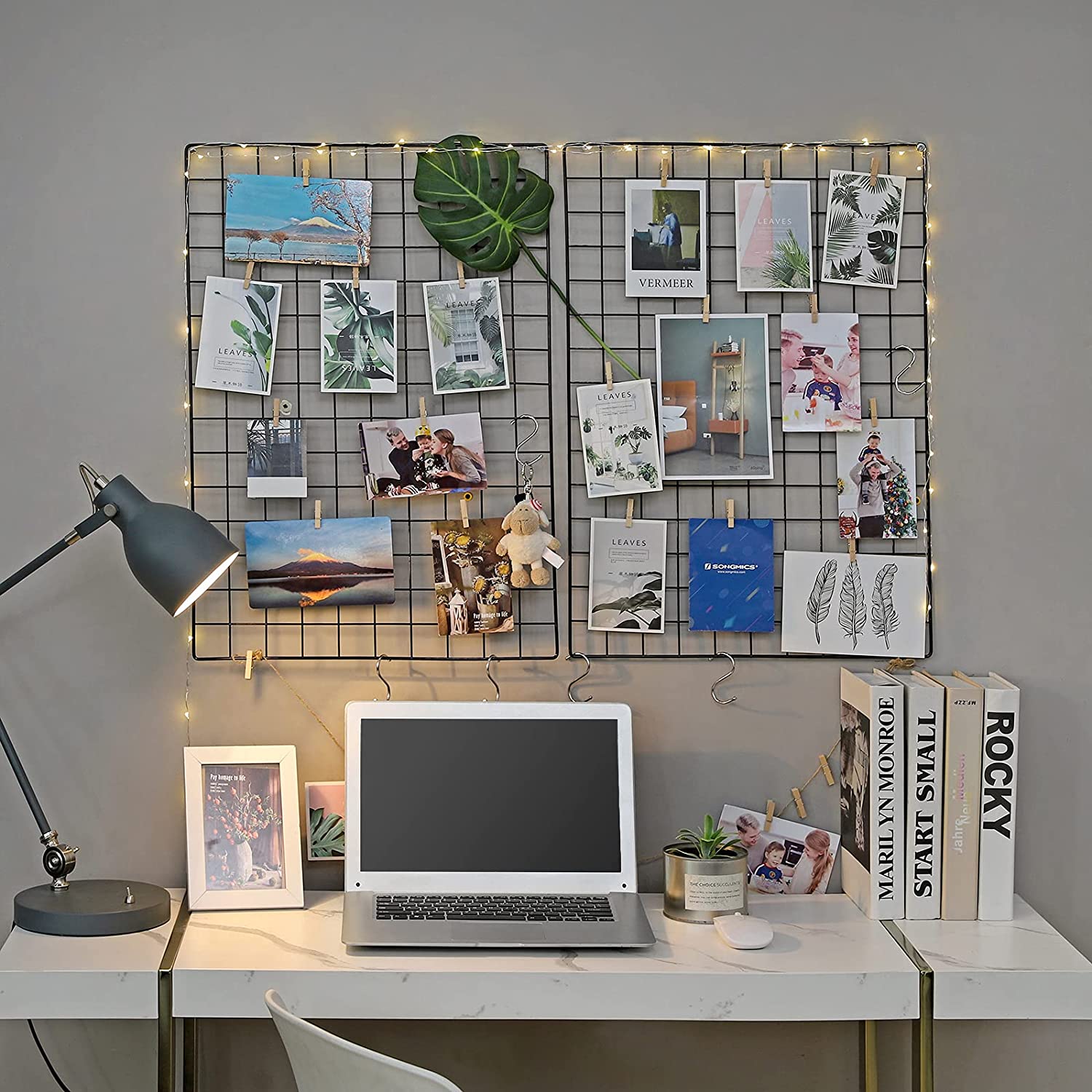 Mrežaste ploče, set od 2 komada, zidni ukras od metalne mreže, crne | SONGMICS-vitahome.hr