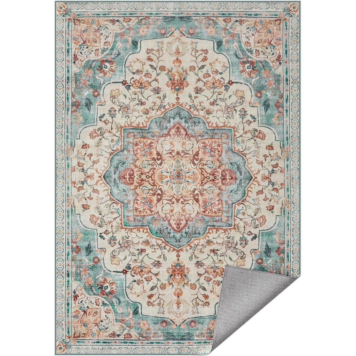Neklizajući tepih 120 x 170cm tradicionalnog vintage stila, akvamarin boje | SONGMICS-vitahome.hr