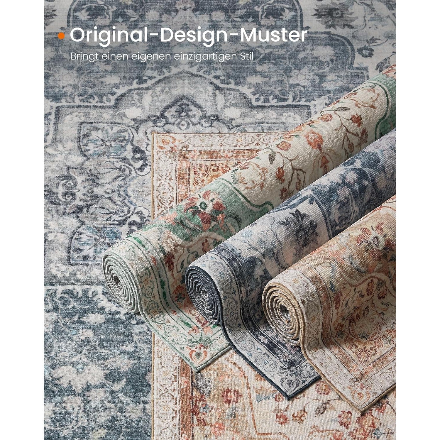 Neklizajući tepih 120 x 170cm tradicionalnog vintage stila, akvamarin boje | SONGMICS-vitahome.hr