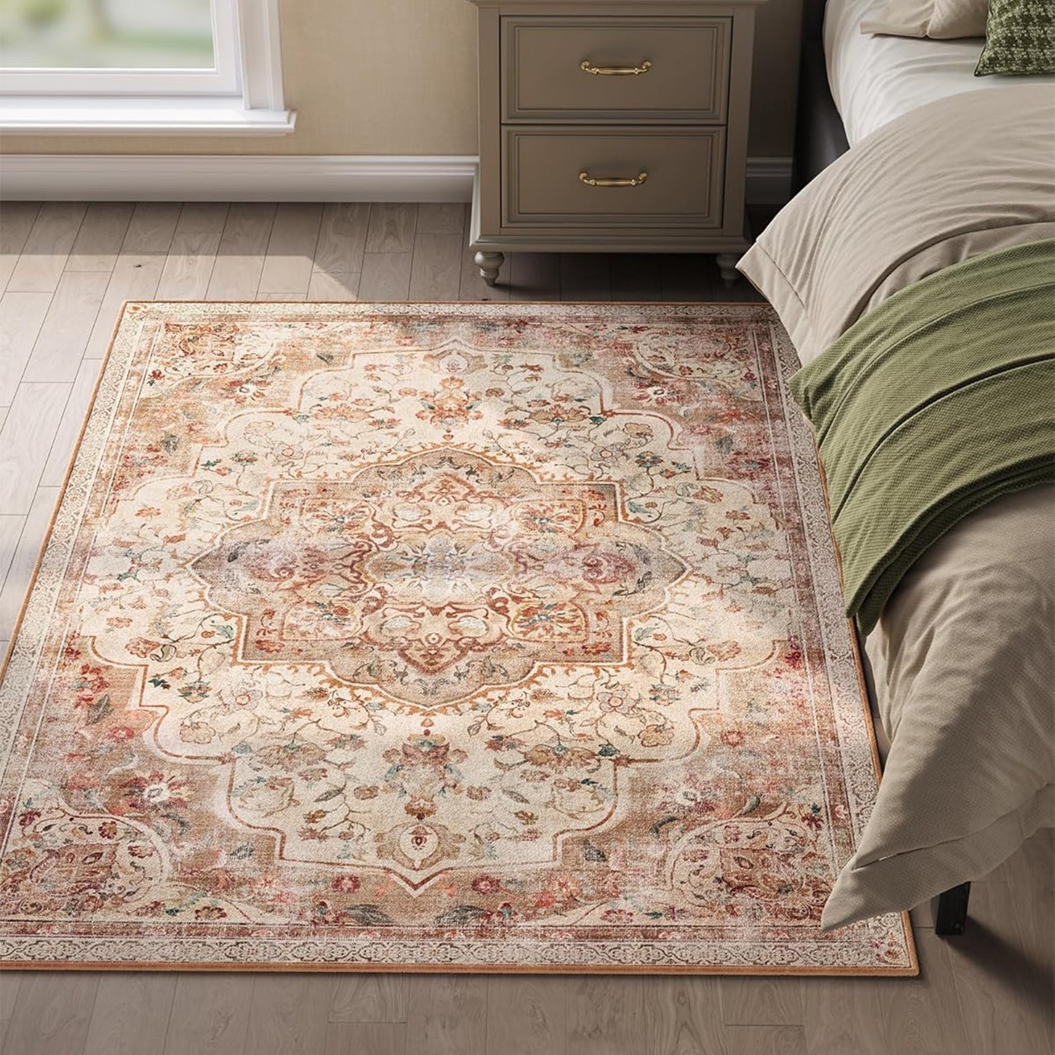 Neklizajući tepih 120x170 cm tradicionalnog vintage stila, cappuccino bež | SONGMICS-vitahome.hr