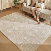Neklizajući tepih 160 x 230 cm, kratke dlake, boho stil, cappuccino bež boje | SONGMICS-vitahome.hr