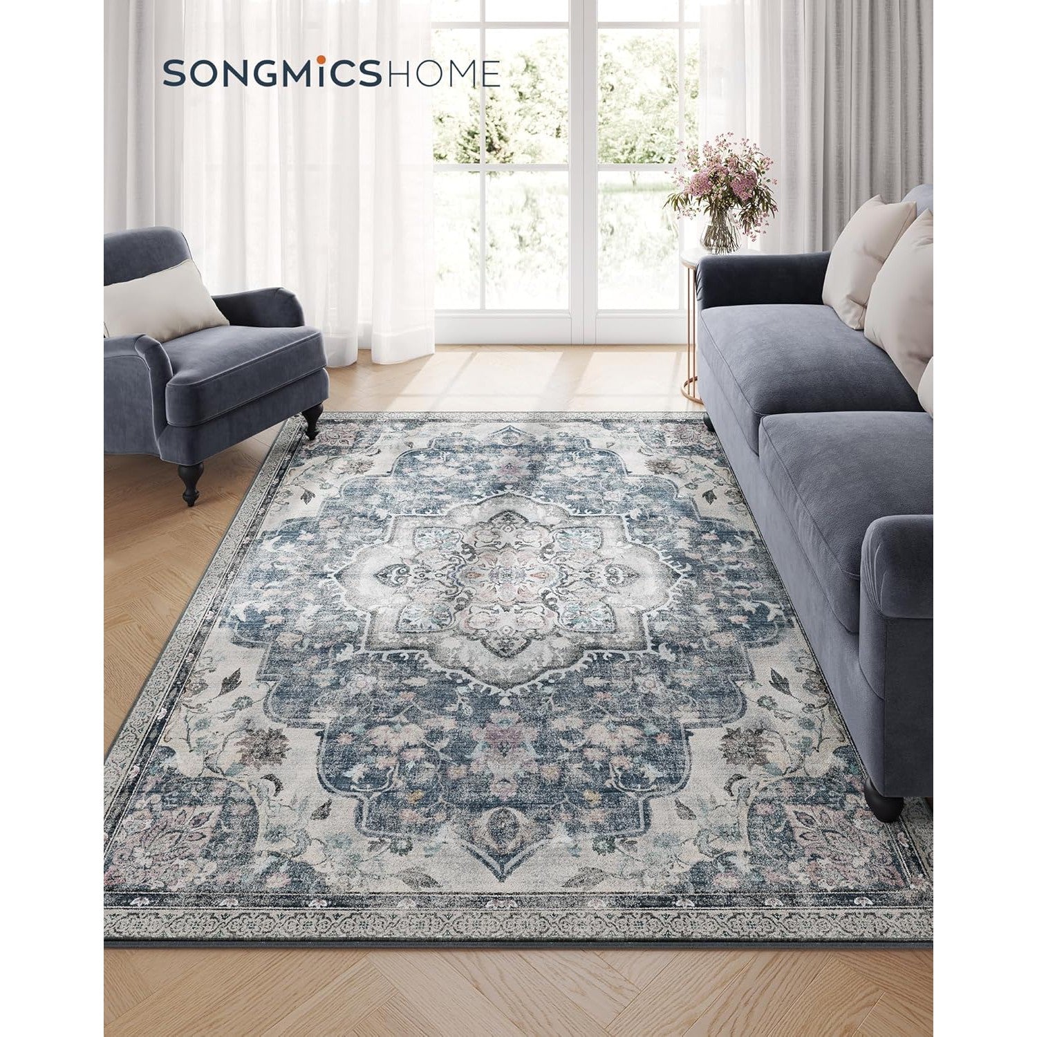 Neklizajući tepih 160x230 cm tradicionalnog vintage stila, sive boje | SONGMICS-vitahome.hr