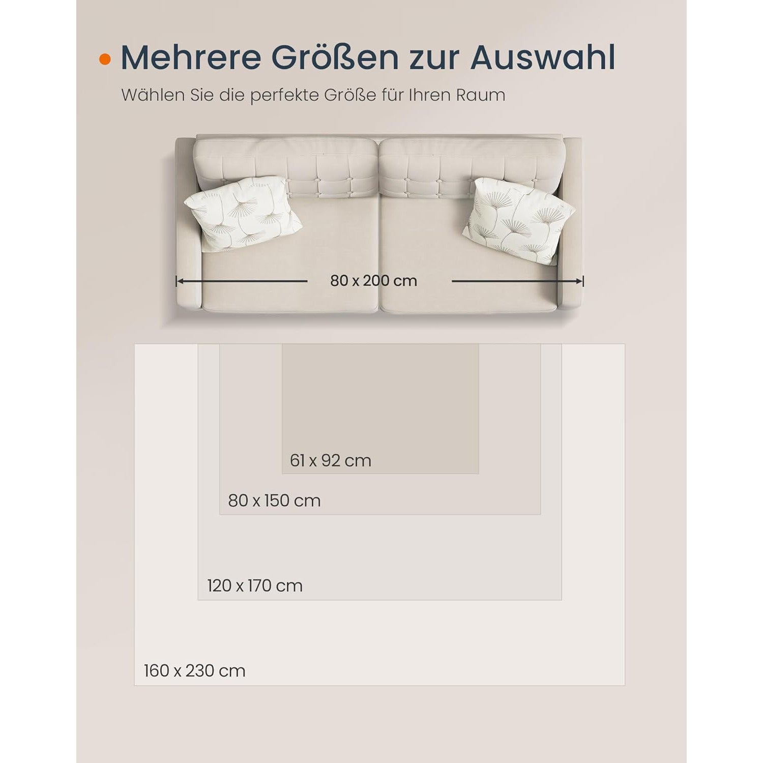 Neklizajući tepih 80 x 150 cm, kratke dlake, cappuccino bež boje | SONGMICS-vitahome.hr