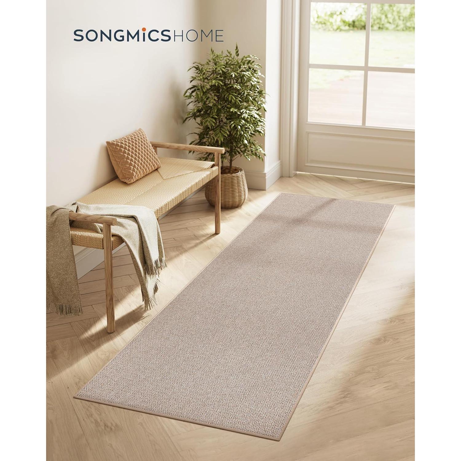 Neklizajući tepih 80 x 200 cm, periv u perilici, imitacija jute, smeđe boje | SONGMICS-vitahome.hr