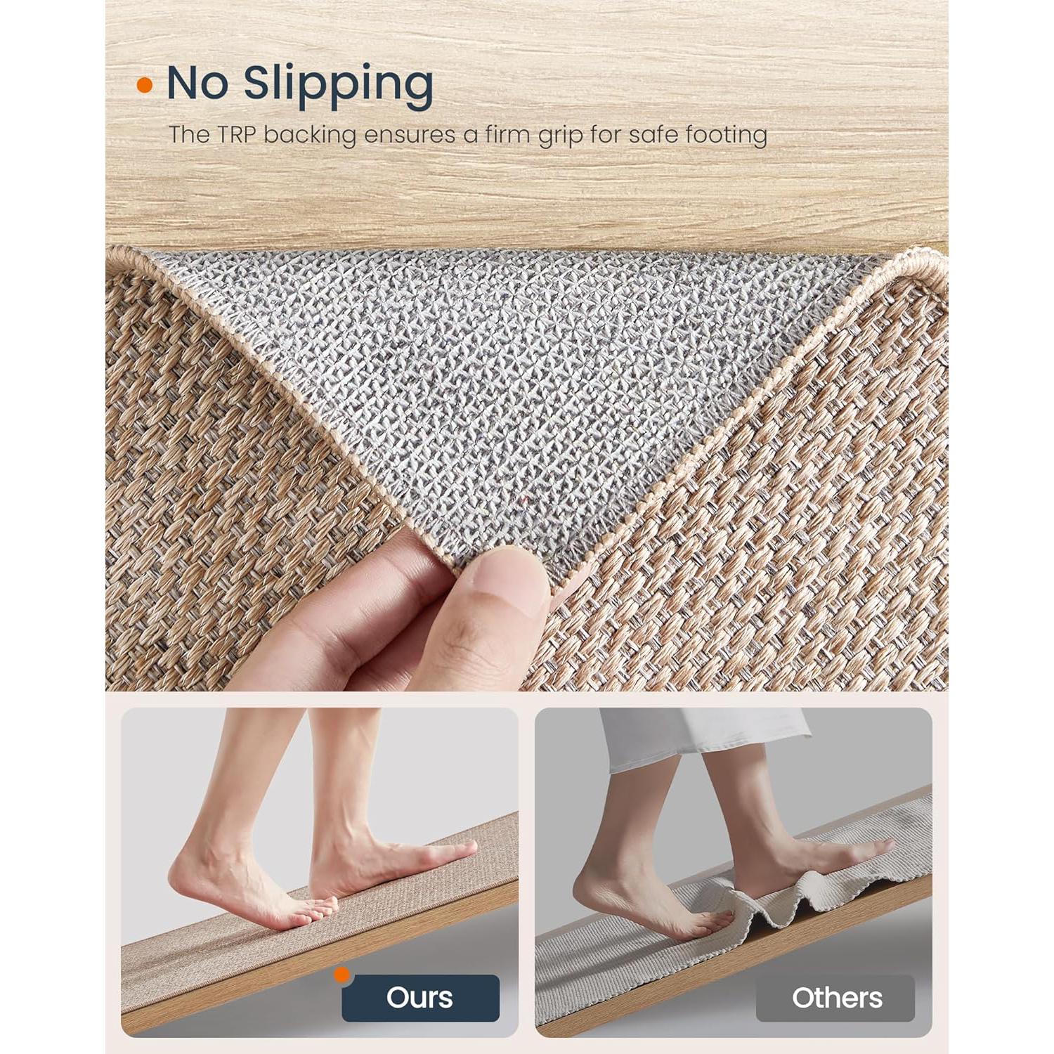 Neklizajući tepih 80 x 200 cm, periv u perilici, imitacija jute, smeđe boje | SONGMICS-vitahome.hr
