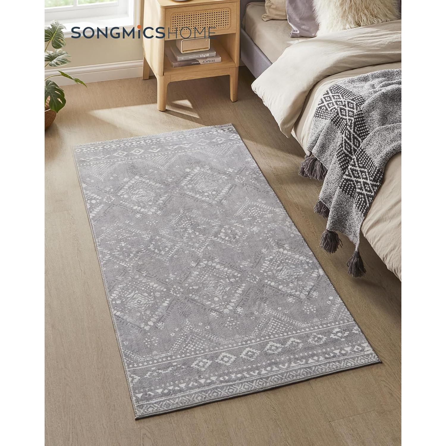 Neklizajući tepih boho stila, periv u perilici, 80 x 150 cm, svijetlosivi | SONGMICS-vitahome.hr