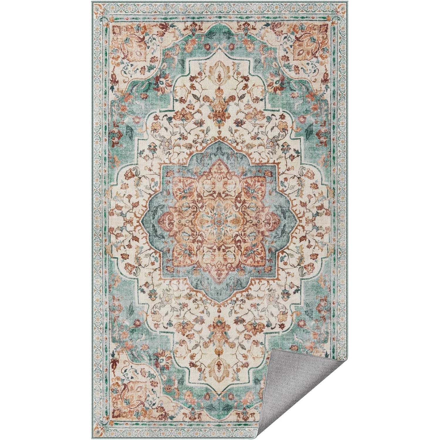 Neklizajući tepih tradicionalnog vintage stila, 92 x 153 cm, akvamarin boje | SONGMICS-vitahome.hr